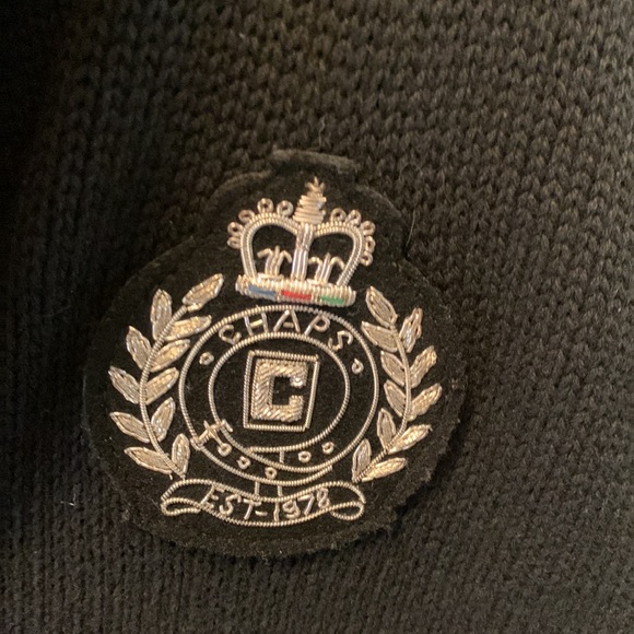 Vintage Chaps Black Preppy Button Crested Cardigan Sweater Women’s Sz Large - Picture 3 of 8